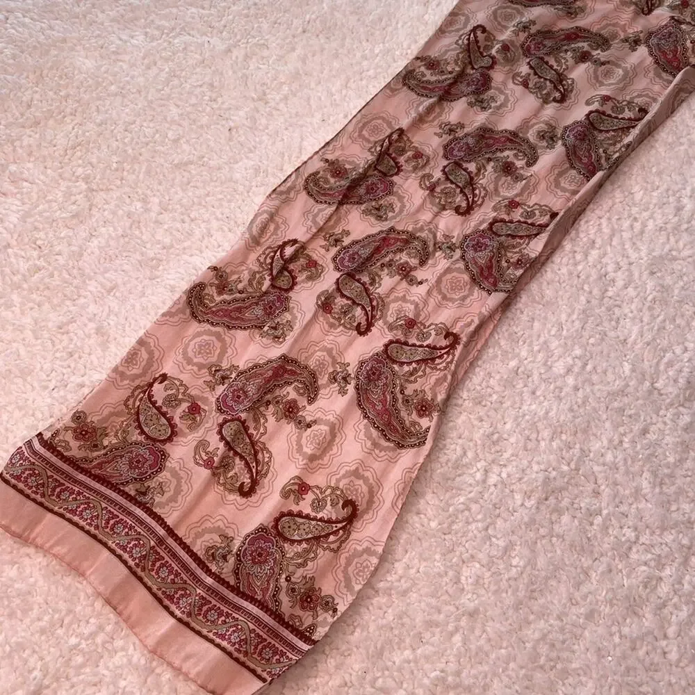 Pale Pink and Red Paisley Small Scarf